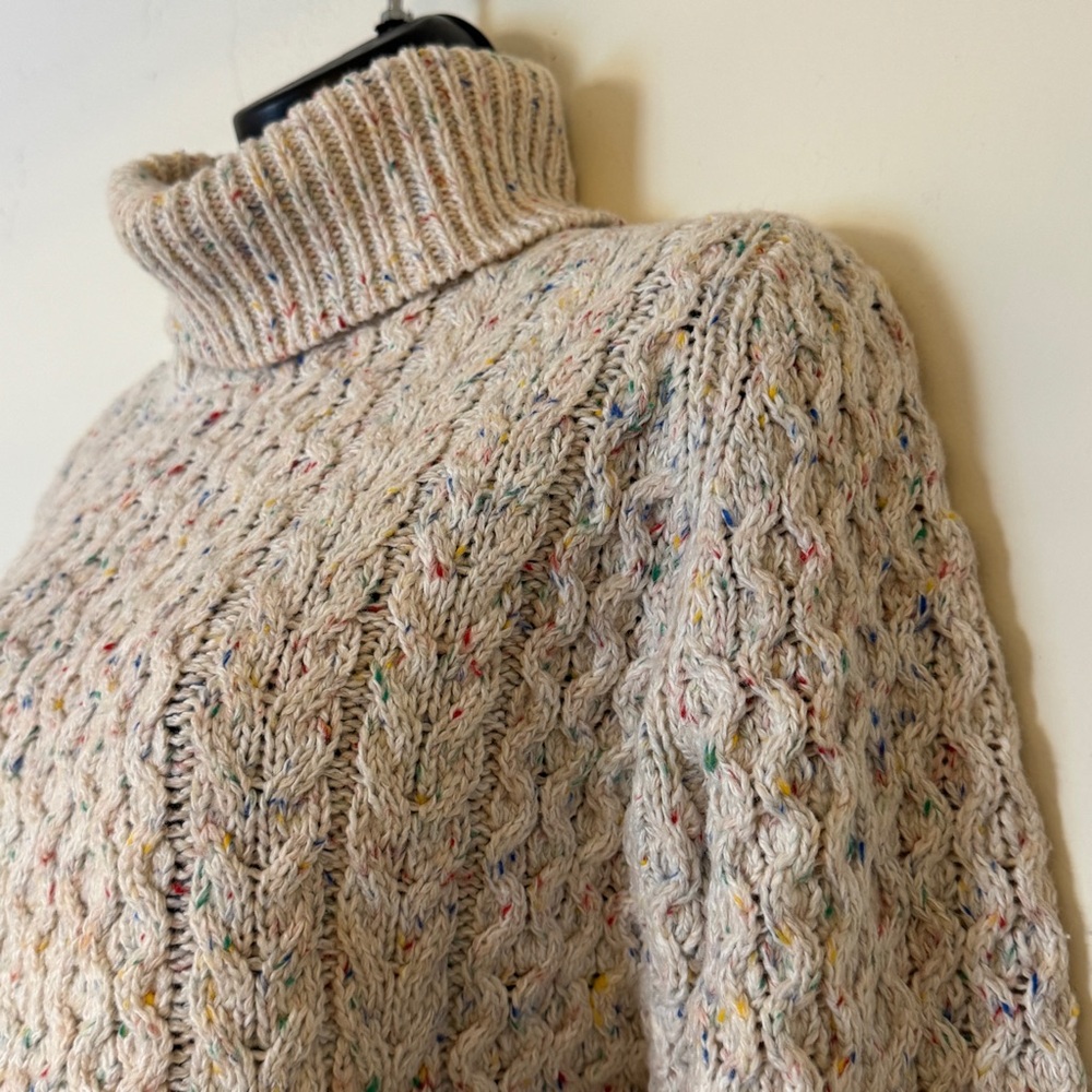 Lands' End Cozy Lofty Aran Cable Knit Turtleneck Sweater Size S - Picture 4 of 8